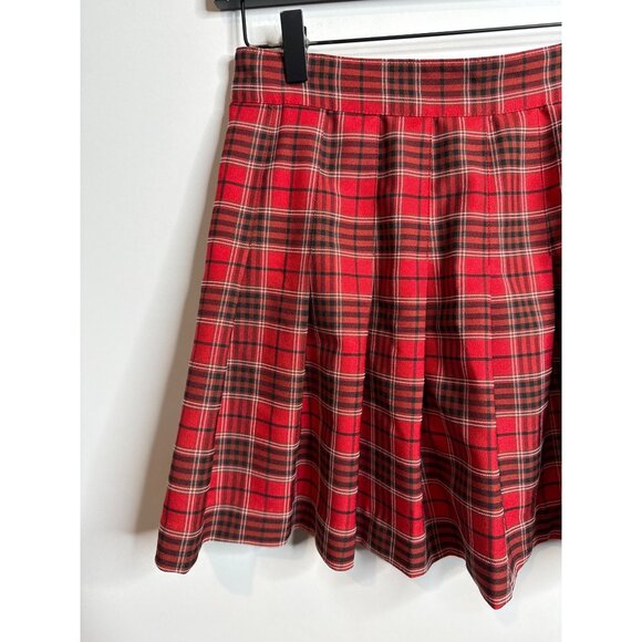 Love Tree Skirt Womens Pleated Preppy School Girl Academia Red Plaid Size M Mini - Picture 2 of 11